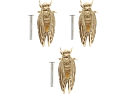 Conjunto De 3 Puxadores De Gaveta Em Latão Antigo Em Formato De Cigarra, Design Elegante.