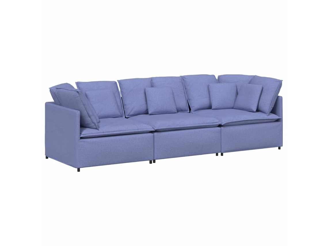 Sofá Modular com Almofadas Tecido Azul Ganga MAISON EXCLUSIVE