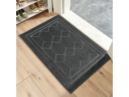 Capacho Antiderrapante Absorvente 50x80cm Lavável À Máquina Cinza Escuro Corredor/jardim/quintal Universal