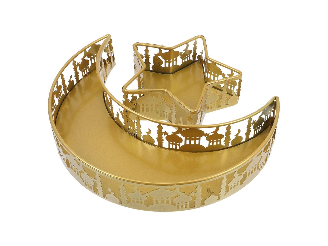 Bandejas De Ferro Com Tema Islâmico, Com Lua E Estrela, Para Armazenamento (2 Peças).