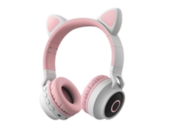 Mali fone de Ouvido Gamer Sem Fio Bluetooth com Design de Orelhas de Gato Iluminado e Ajustável