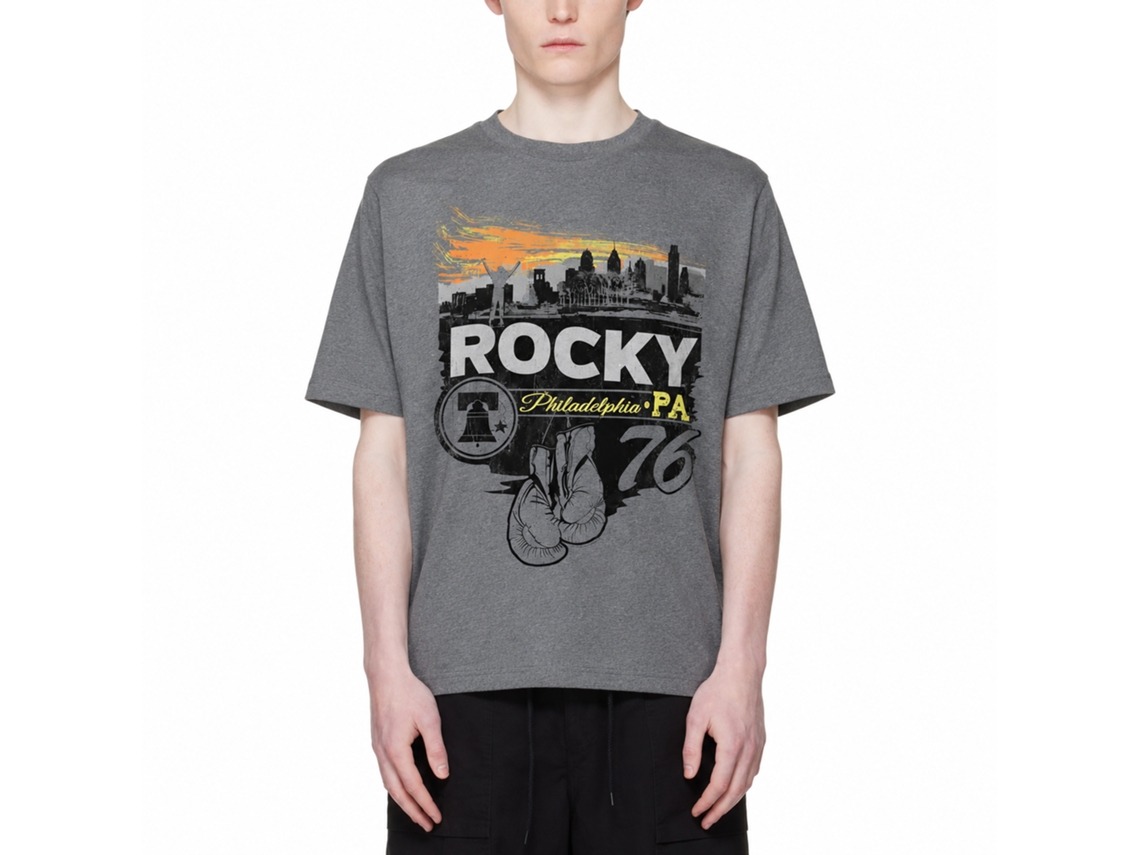 Rockinstone Rocky Movie Phillysteak Heather Graphite Adult T-shirt Size:xl