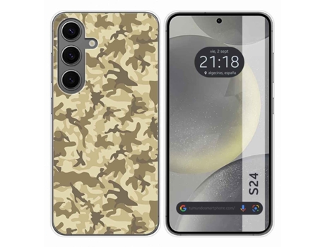 Capa de Silicone para Samsung Galaxy S24 5G Design Desenhos de Camuflagem de Areia TUMUNDOSMARTPHONE
