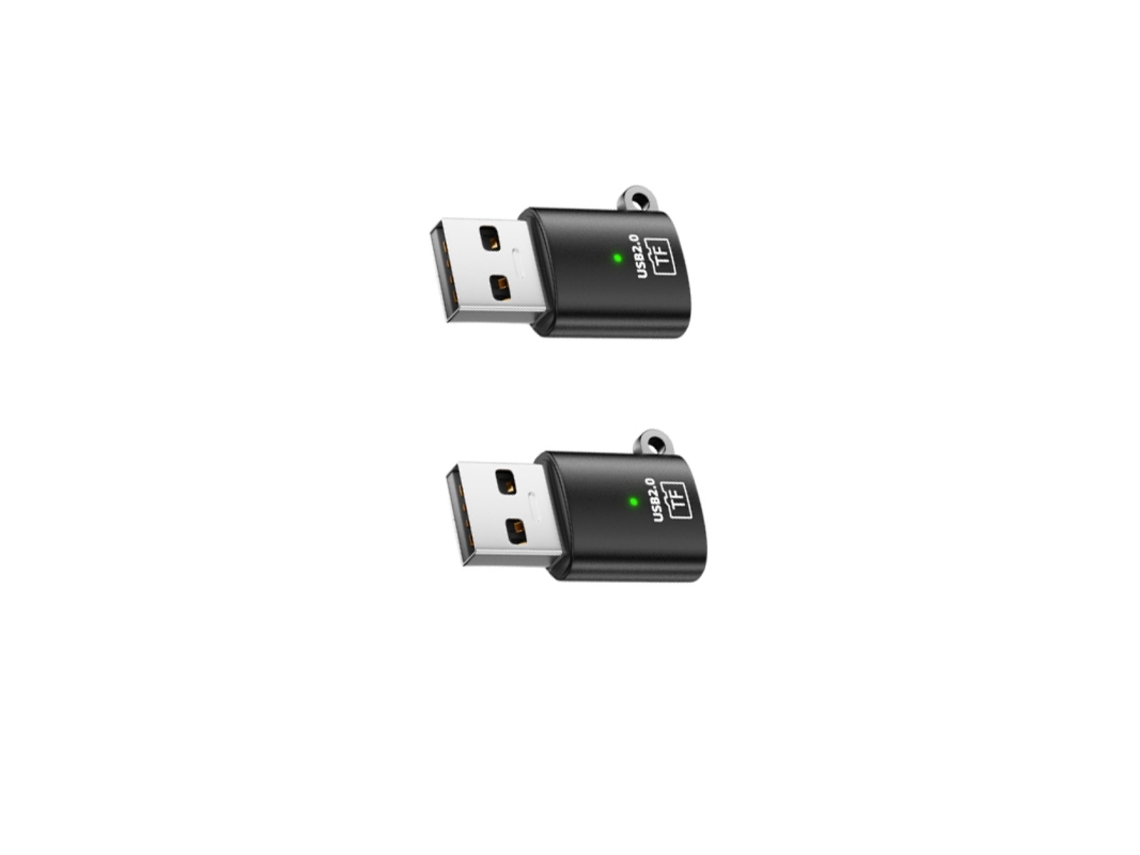Adaptador Usb Para Tf (pack 2) - Leitura Otg Rápida, Transferência Usb2.0, Design Compacto Alumínio+pvc Black
