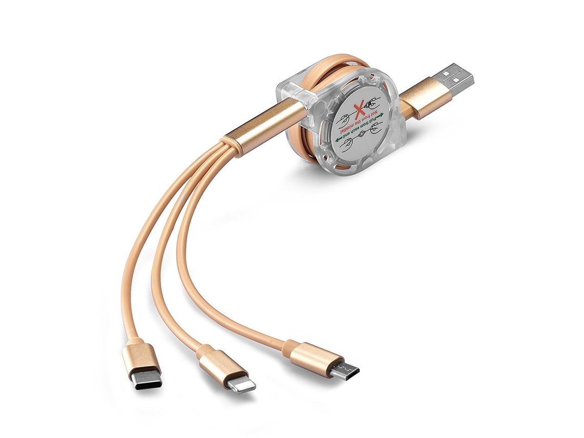 Cabo de Carregamento Usb Multifuncional 3 em 1 Retrátil LAXISCREED