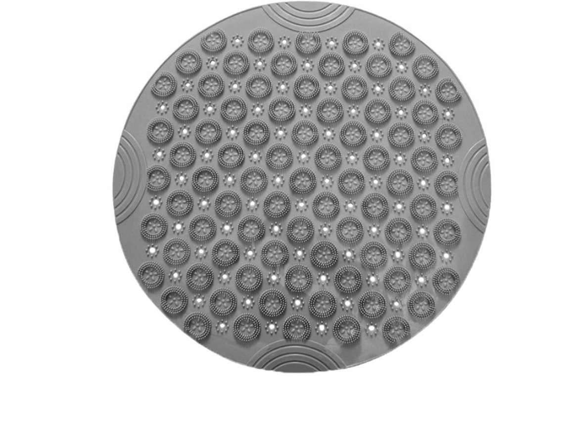 VYLARA Tapete Massageador Cinza Para Banheiro 55x55cm, Antiderrapante E Confortável
