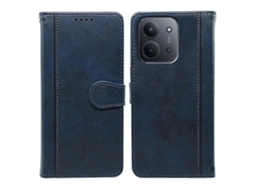 Capa Tkdaddy Para Xiaomi Redmi 15c 4g (eu) (173 Mm) Com Textura De Couro De Bezerro E Suporte Estilo Livro, Azul