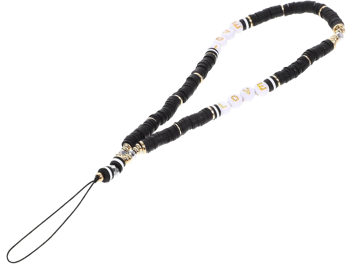 Pulseira De Celular Preta Com Contas, Estilo Anti-perda.
