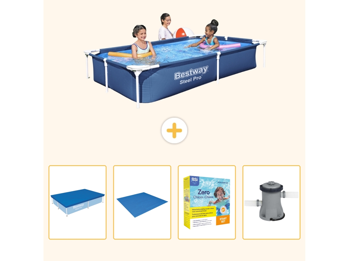 Bestway Piscina Bestway Steel Pro Retangular - 221x150x43 Cm - 5-peças S24