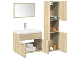 Vidaxl 4 Pcs Conj. Móveis Casa Banho Derivados Madeira Carvalho Sonoma