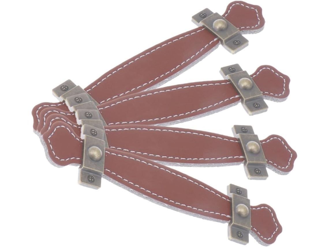 Conjunto De 4 Puxadores Para Móveis Supvox Em Couro Pu Marrom E Liga Zinco Com Parafusos, Ideais Para Armários E Cômodas