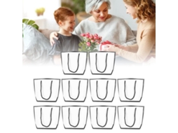 Conjunto De 10 Sacolas De Presente, Elegantes E Sofisticadas Com Bordas Pretas Sobre Fundo Branco, Resistentes E Reutilizáveis, 10 St