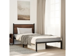 Vidaxl Estrutura De Cama Sem Colchão 100x190cm Metal Carvalho Castanho
