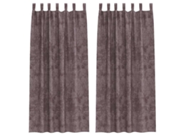 Conjunto 2 Cortinas De Veludo Vidaxl Castanho Veludo (225 X 140 Cm)