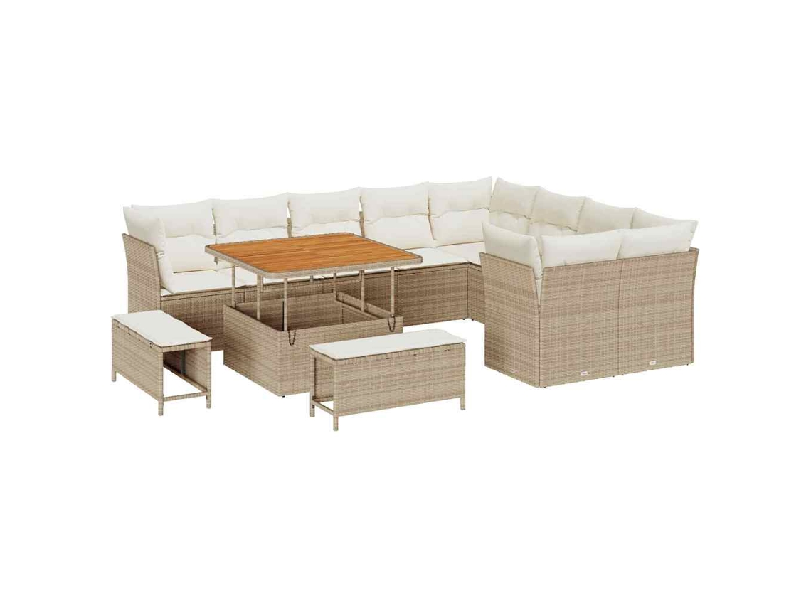 Conjunto 12 Conjunto De Sofá De Jardim Vidaxl Bege Vime Pe (100 X 100 X 71 Cm)