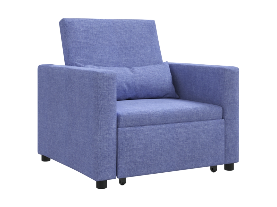 Conjunto 1 Sofá Conversível Vidaxl Azul Tecido (90 X 165 X 87 Cm)