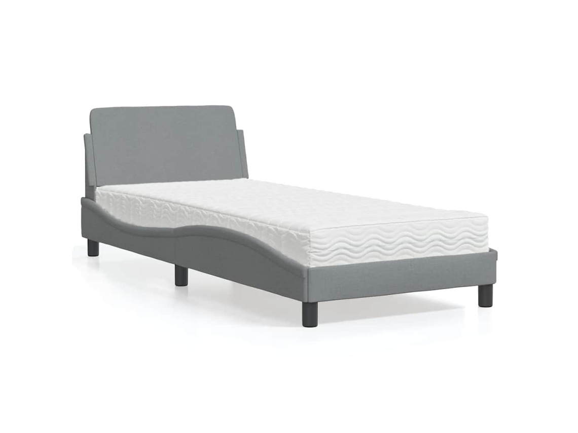 Vidaxl Cama Com Colchão Dover 90x190 Cm Tecido Cinzento-claro