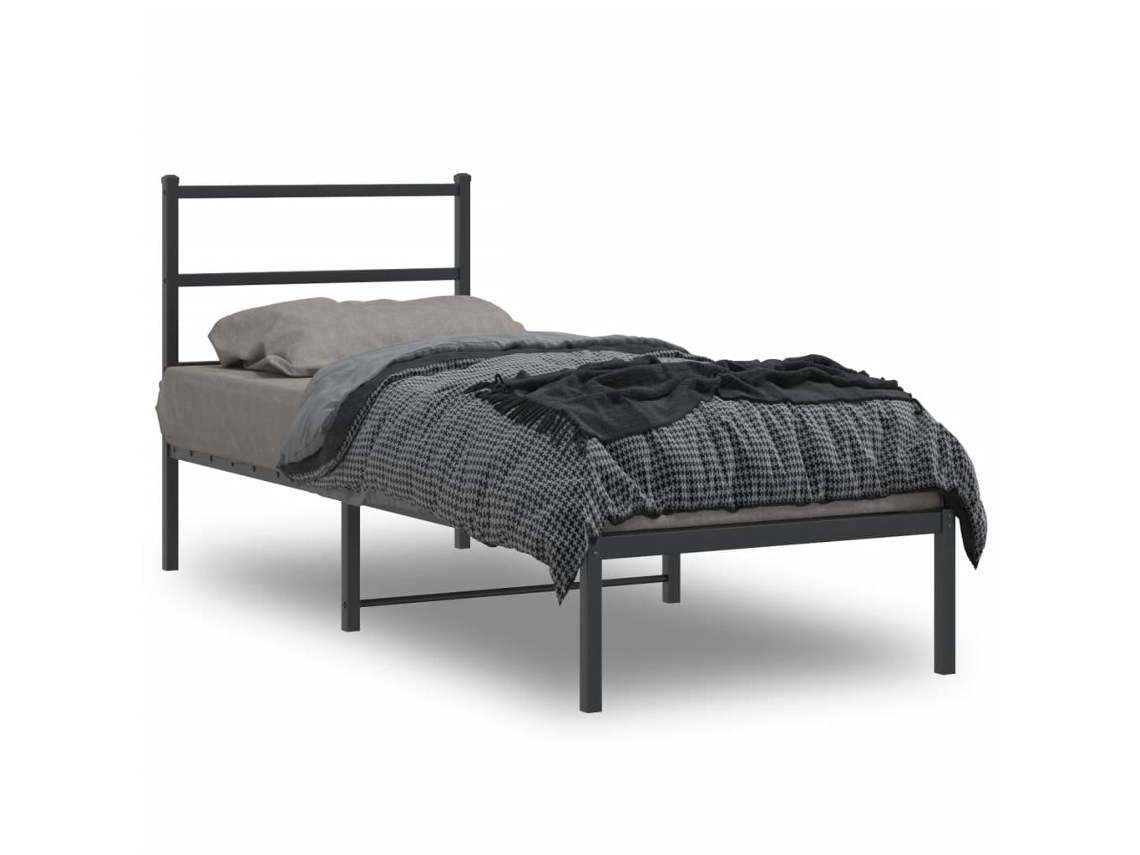 Vidaxl Estrutura De Cama Com Cabeceira 80x200 Cm Metal Preto