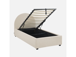 Cama Com Cabeceira Base Ripas Acabamento Sweeek Boucle Branco (102x104x206)