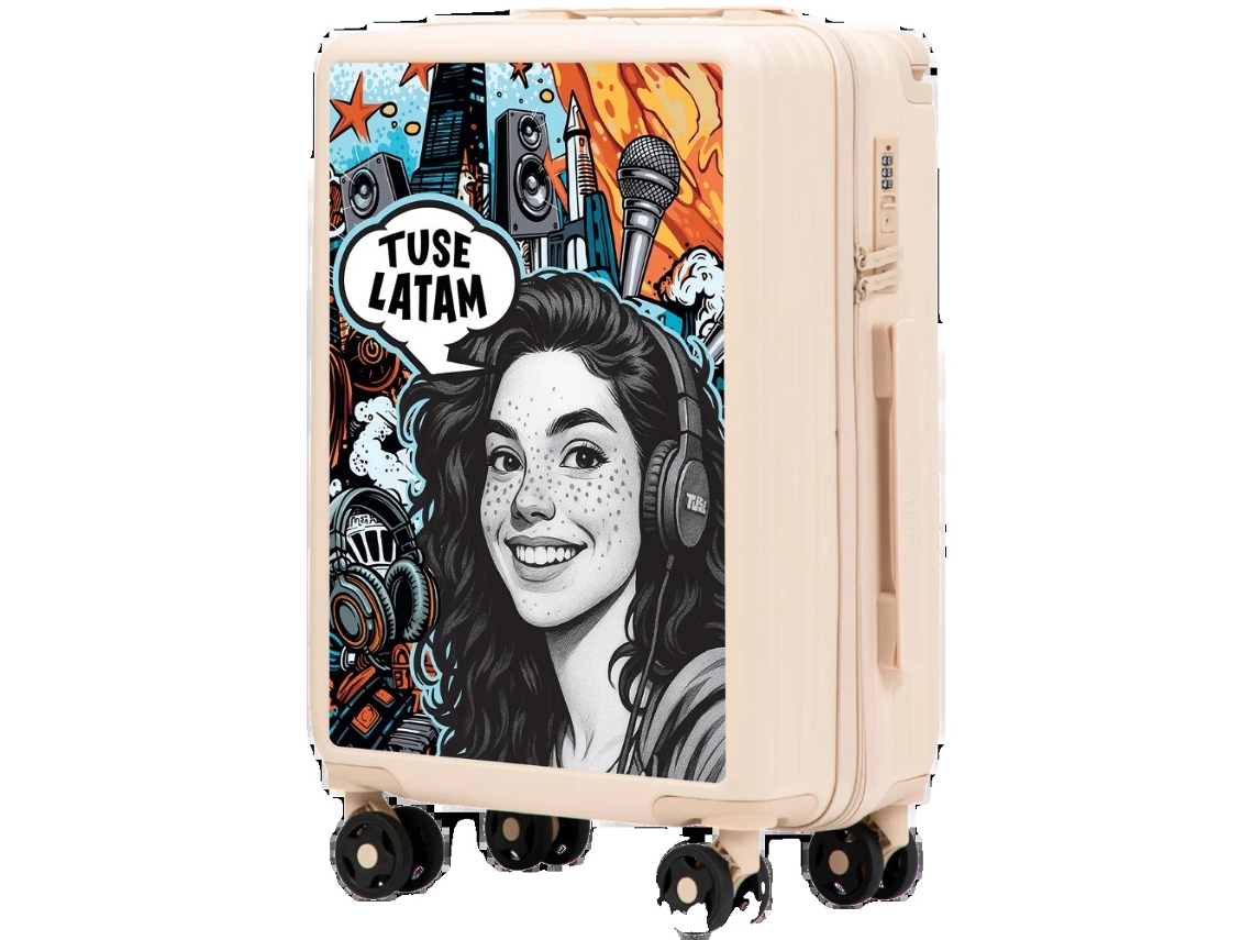 Mala De Cabine, Material Abs Leve, Design Artístico Único, Branco