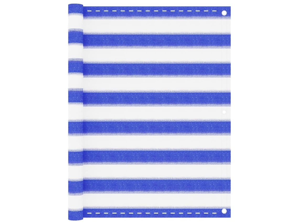 Vidaxl Tela De Varanda 90x500 Cm Pead Azul E Branco