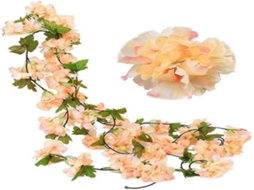 Guirlanda De Cerejeira Artificial - Pacote Com 2 Flores, 18 Flores - Verde, Seda/plástico, 230 Cm - Aspeto Realista | Lurelia
