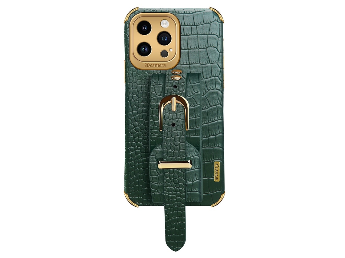 Suporte Casa Galvanizado Para Iphone 15 Pro Max Pele Sintética Bege