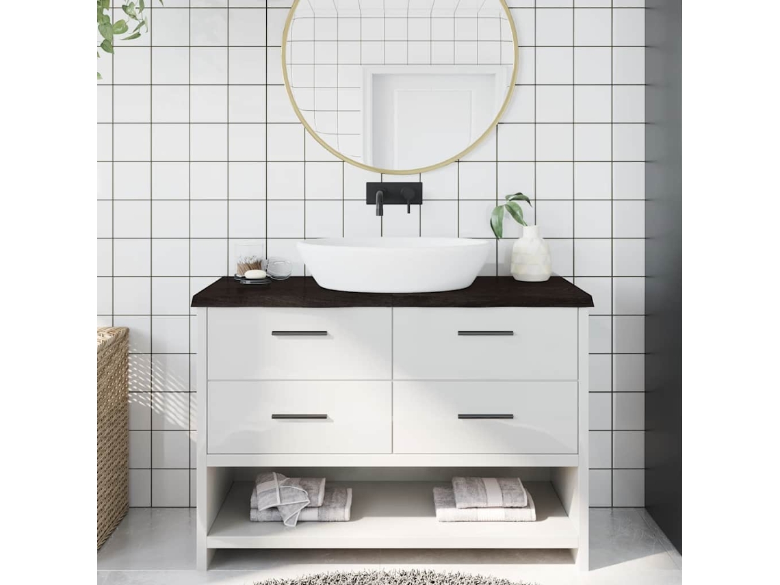 Vidaxl Bancada P/ Wc 120x50x(2-4)cm Madeira Tratada Maciça Castanho