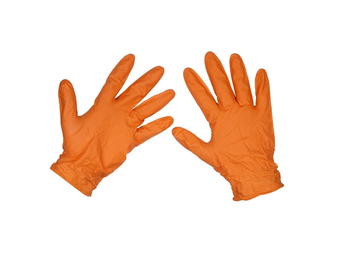 Ssp56l Laranja Diamond Grip Pacote Com 50 Luvas De Nitrilo Extra Grossas E Sem Pó