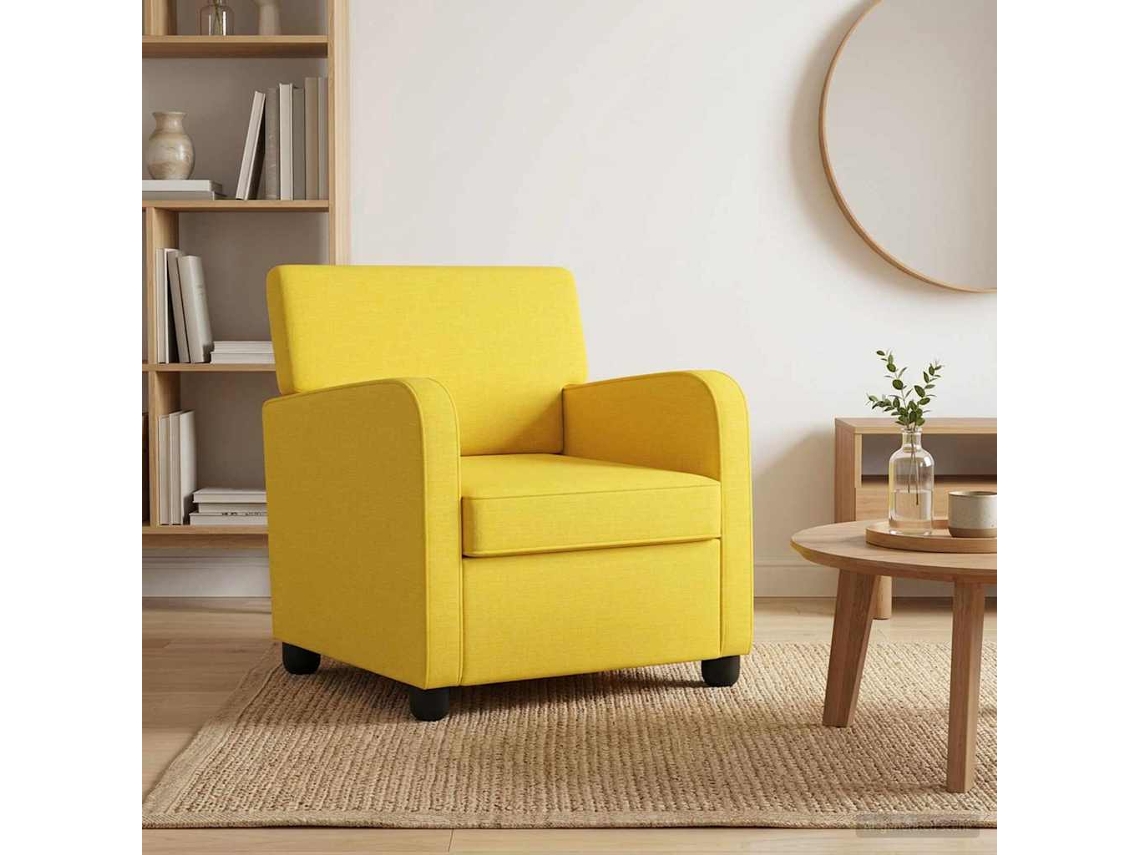 Vidaxl Poltrona Amarelo Claro Tecido
