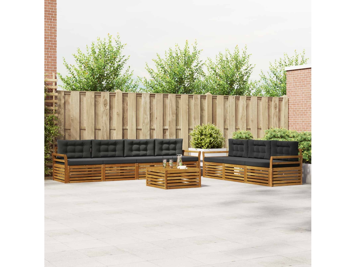 Vidaxl Conjunto De Sofás Para Exterior 8 Unid. Natural E Antracite