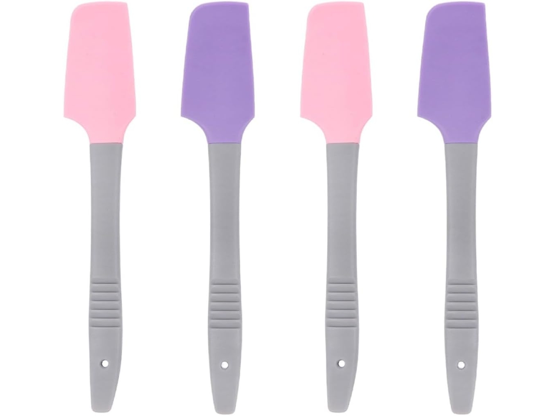 Conjunto de 4 espátulas de silicone para depilação profissional e aplicação de cera.