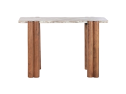 Console de Mármore Marrom com Tampo de Madeira ALEXANDRA HOUSE LIVING (120x53x75cm)
