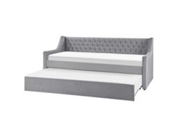 Cama De Hóspedes Estofada Capitoné Em Veludo Beliani Montargis De Veludo Cinzento Claro 90x200