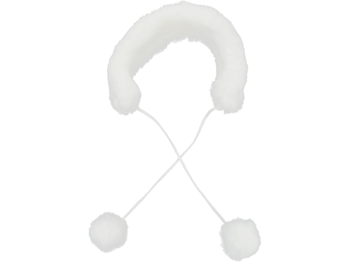 Cachecol Quente De Pele Sintética De Coelho, Gola Alta Estilo Hanfu, 1 Peça, Branco Com Franjas, Xale