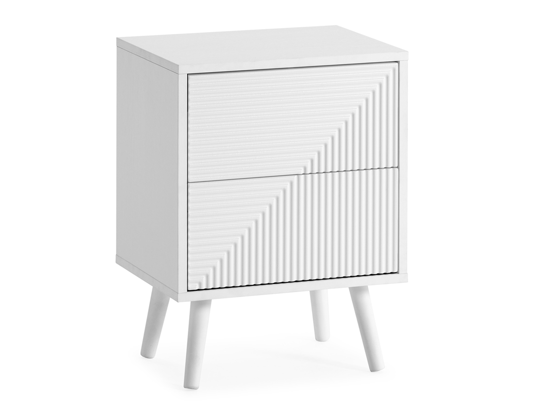 Mesa De Cabeceira Telmo 2 Gavetas Cor Branco Vs Venta Stock