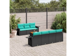 Vidaxl Conjunto De Sofá De Jardim Com 8 Peças E Almofadas Em Rattan Sintético Preto