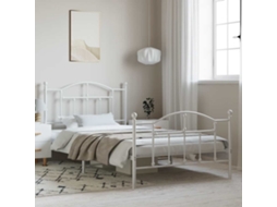 Vidaxl Estrutura De Cama Com Cabeceira E Pés 100x200 Cm Metal Branco