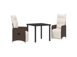 Conjunto de Jantar para Jardim 3 Pcs Castanho Vime Pe MAISON EXCLUSIVE