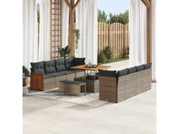 Vidaxl Conjunto De Sofá De Jardim Cinzeto 231 X 224 X 85 Cm Vime Pe