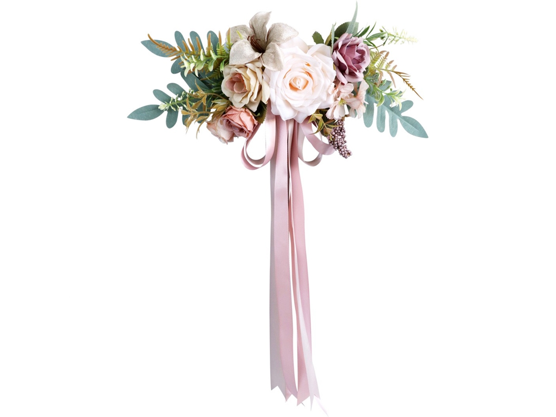 Flores artificiais de champagne bege e rosa para decoração de casamentos e cadeiras LAXISCREED