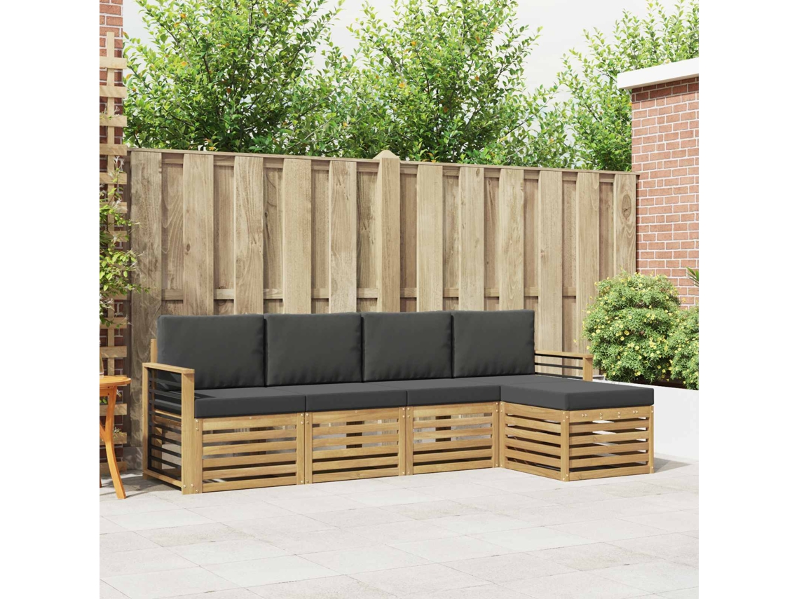 Vidaxl Conjunto De Sofás Para Exterior 5 Unid. Branco E Antracite