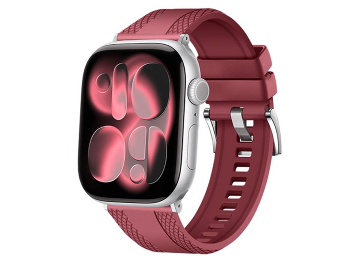 Bracelete para Apple Watch 42/41/40/38mm Borracha Fluorocarbonada com Textura Diamante Ambos Lados Vermelha XIAOMOYU