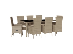 Garden Dining Set, Garden Dining Sets Vidaxl Bege Rattan / Vime (mesa Com 190 Cm De Comprimento)