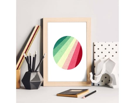 Póster NACNIC de Dibunojo de Geometria Colorida. O Círculo Vermelho Verde, Ilustrado com Formas e Figuras Cheias de Cores.