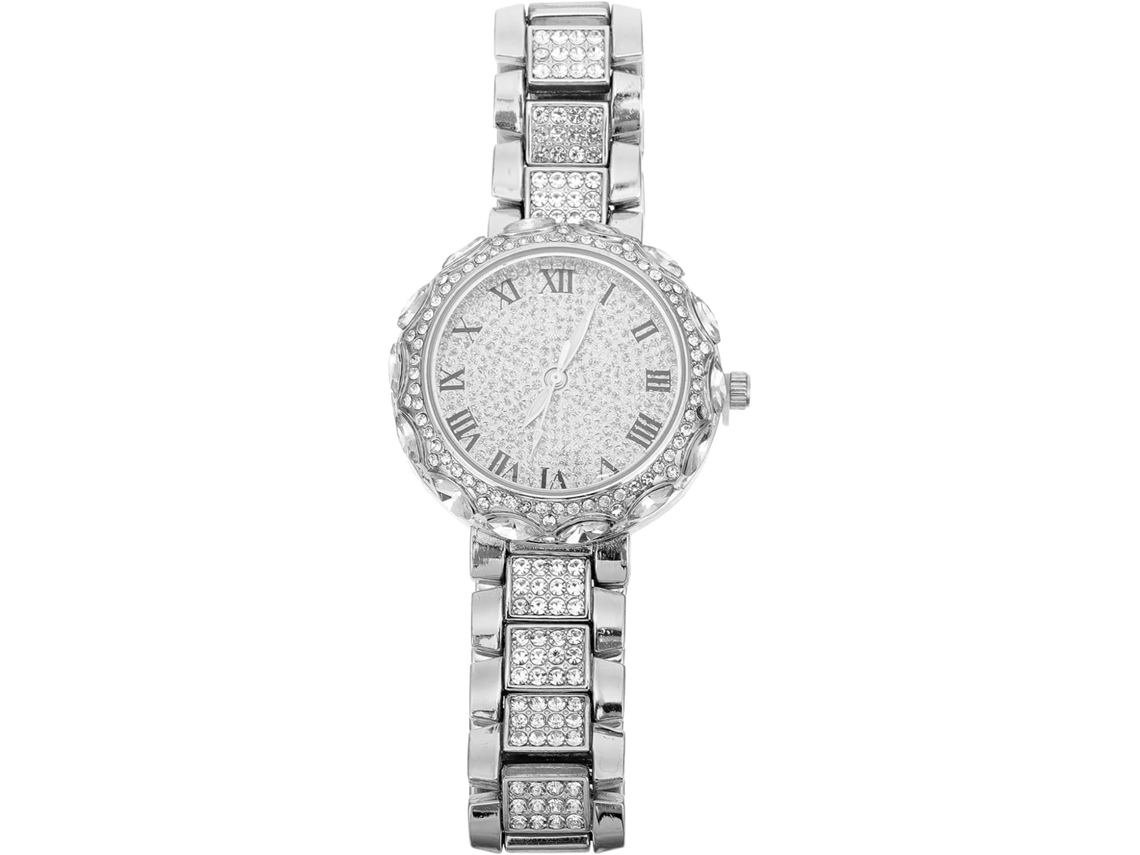 1 Relógio De Pulso Elegante Com Strass, Relógio Feminino Para Negócios, Joia Brilhante