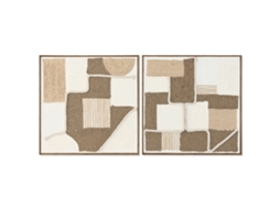 Pintura Home Esprit Branco Natural Abstrato Escandinavo 60 X 3,6 X 60 Cm (2 Unidades)