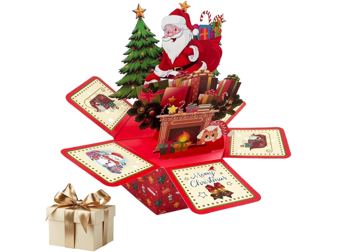 Cartãµes De Natal 3d Pop Up, Cartãµes Festivos Do Papai Noel Decoração Natalina Hexagonal Com Envelopes E Vayotoy