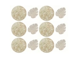 Conjunto de 12 Guardanapos Redondos e Suportes de Copo Folha Isolamento Térmico Oco Pvc Dourado S/MARCA