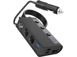 Carregador Usb Rápido De 180 W Para Carro Com Portas E Tomadas Para Isqueiro.